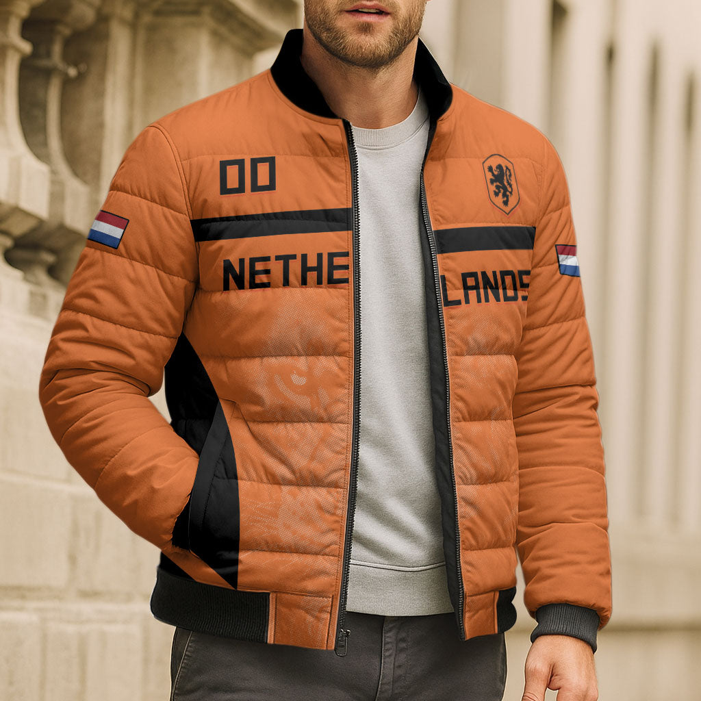 Custom Netherlands Football 2026 Bomber Puffer Jacket Oranje Lion Special Style