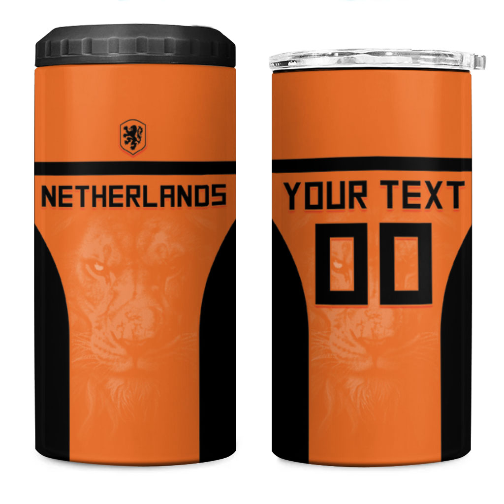 Custom Netherlands Football 2026 4 in 1 Can Cooler Tumbler Oranje Lion Special Style