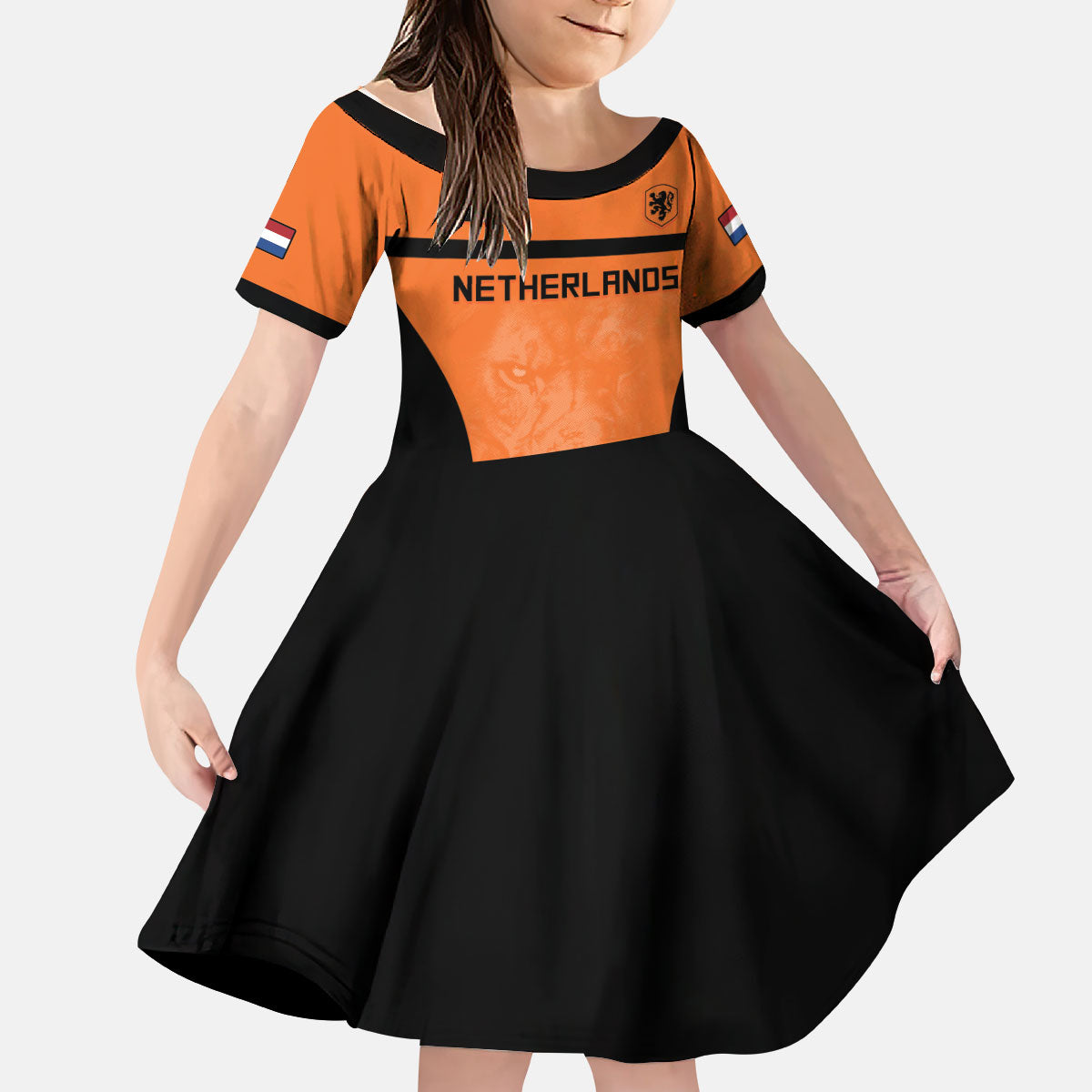 Custom Netherlands Football 2026 Kid Short Sleeve Dress Oranje Lion Special Style