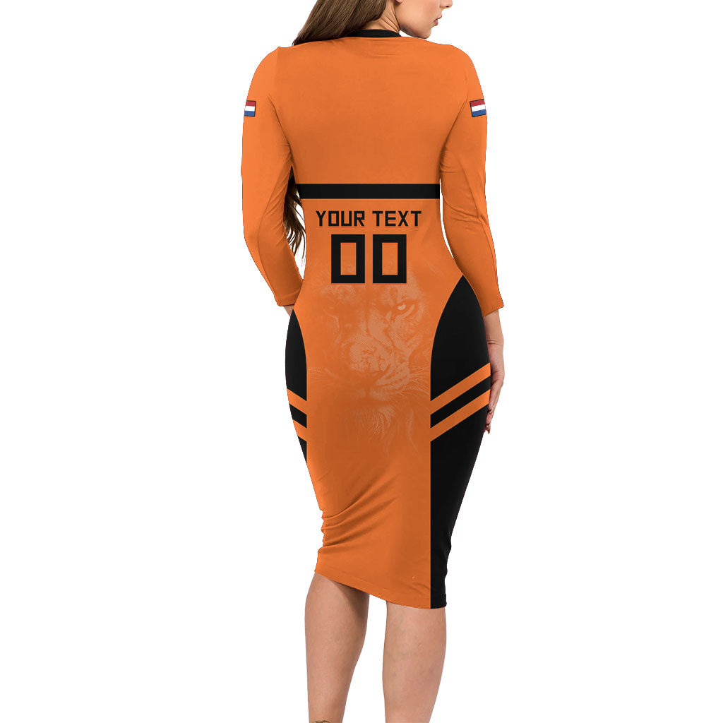 Custom Netherlands Football 2026 Long Sleeve Bodycon Dress Oranje Lion Special Style