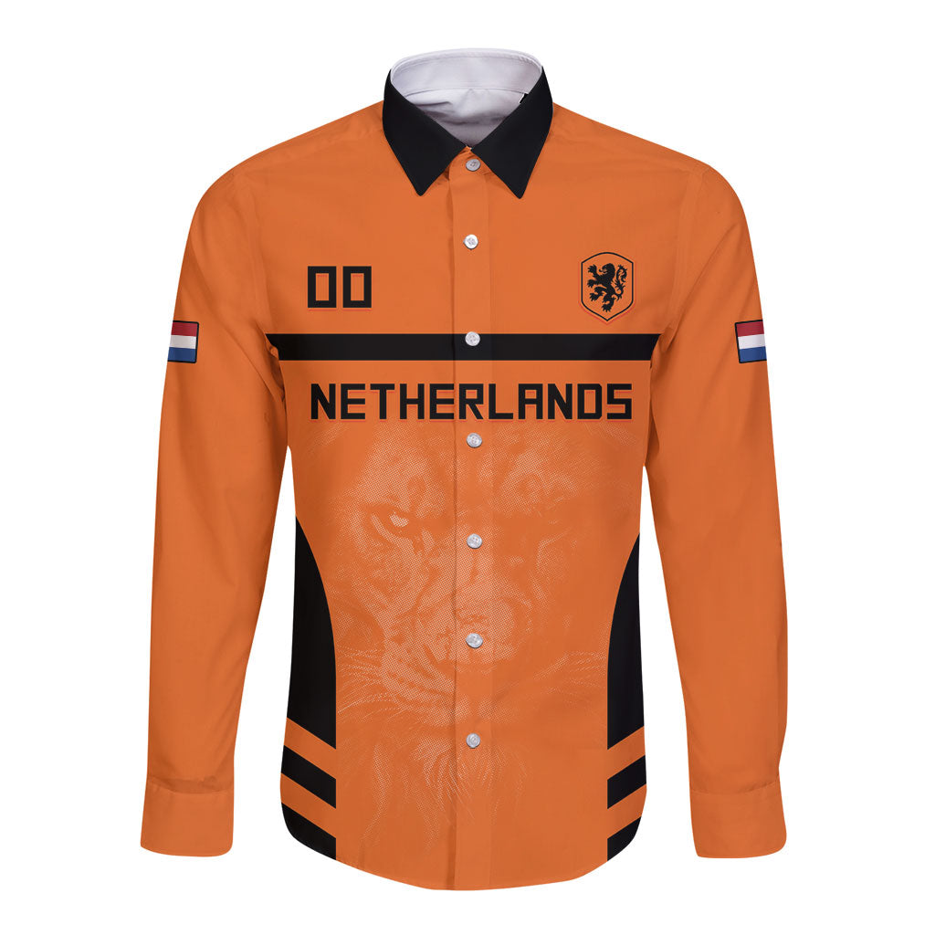 Custom Netherlands Football 2026 Long Sleeve Button Shirt Oranje Lion Special Style