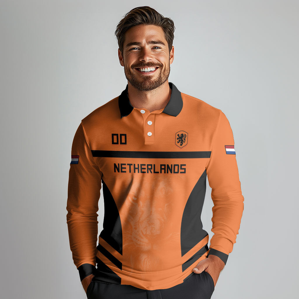 Custom Netherlands Football 2026 Long Sleeve Polo Shirt Oranje Lion Special Style
