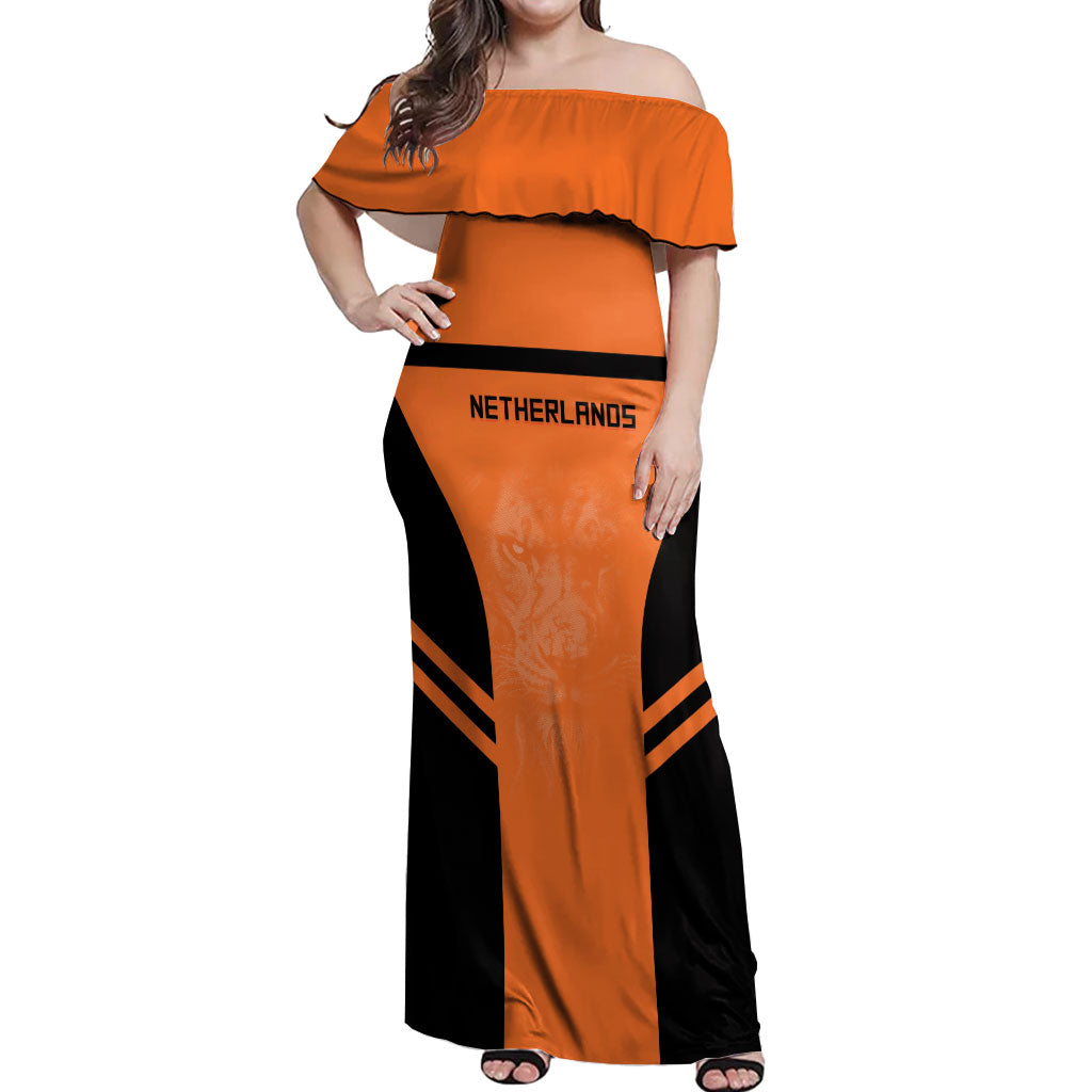 Custom Netherlands Football 2026 Off Shoulder Maxi Dress Oranje Lion Special Style