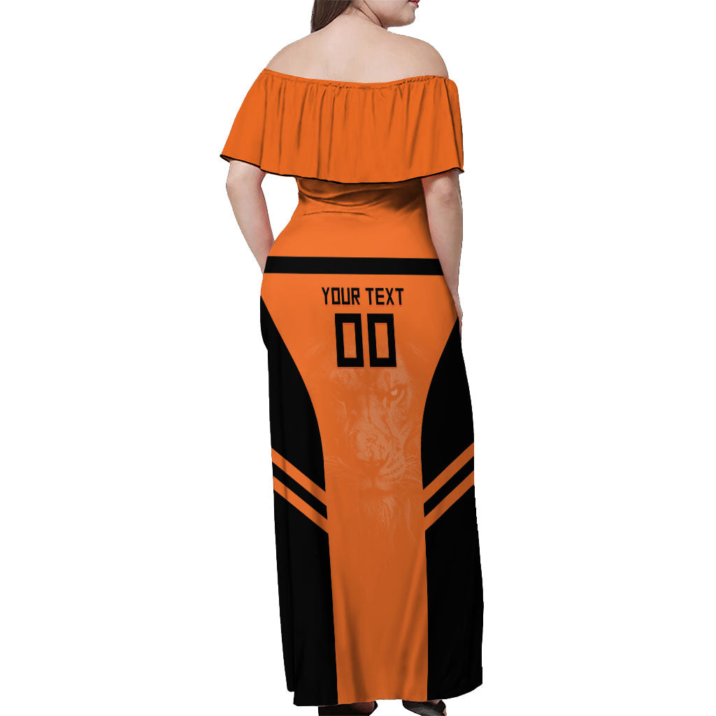 Custom Netherlands Football 2026 Off Shoulder Maxi Dress Oranje Lion Special Style