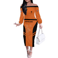 Custom Netherlands Football 2026 Off The Shoulder Long Sleeve Dress Oranje Lion Special Style