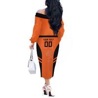 Custom Netherlands Football 2026 Off The Shoulder Long Sleeve Dress Oranje Lion Special Style