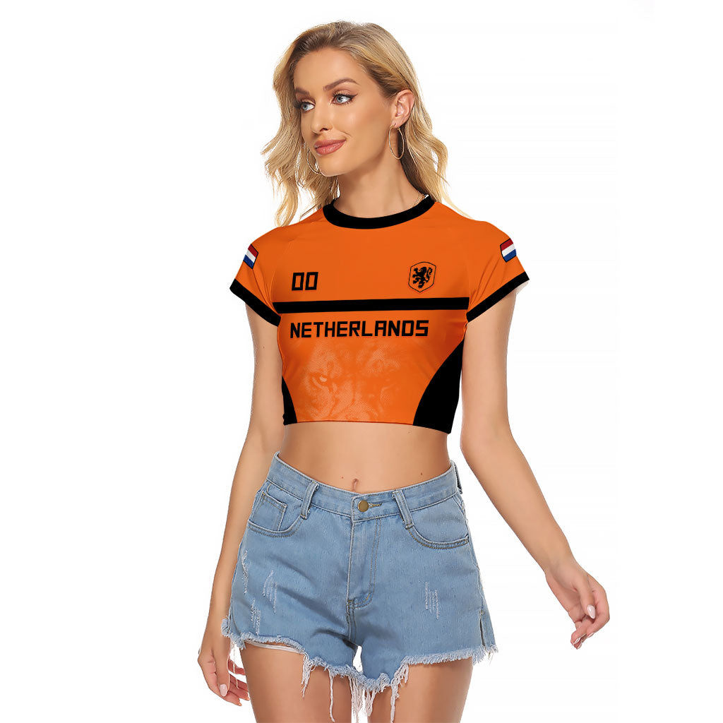 Custom Netherlands Football 2026 Raglan Cropped T Shirt Oranje Lion Special Style