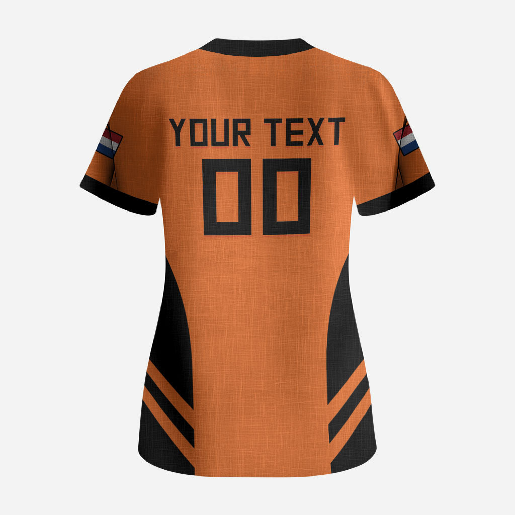 Custom Netherlands Football 2026 Scrub Top Oranje Lion Special Style