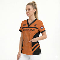 Custom Netherlands Football 2026 Scrub Top Oranje Lion Special Style