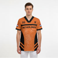 Custom Netherlands Football 2026 Scrub Top Oranje Lion Special Style