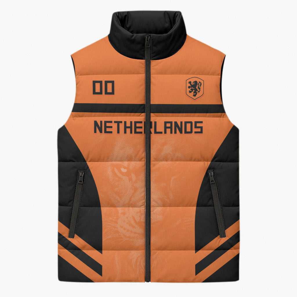 Custom Netherlands Football 2026 Sleeveless Puffer Jacket Oranje Lion Special Style