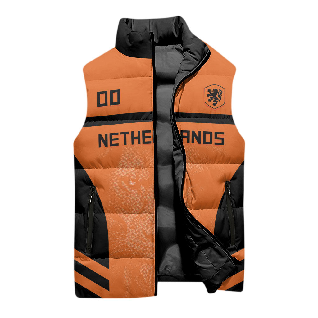 Custom Netherlands Football 2026 Sleeveless Puffer Jacket Oranje Lion Special Style