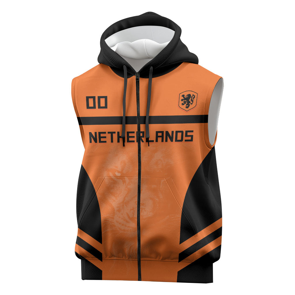 Custom Netherlands Football 2026 Sleeveless Zip Hoodie Oranje Lion Special Style