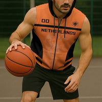 Custom Netherlands Football 2026 Sleeveless Zip Hoodie Oranje Lion Special Style