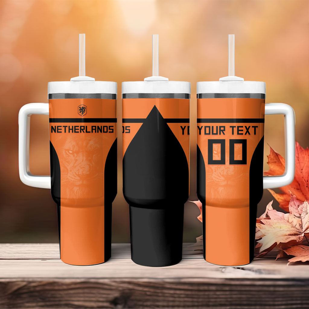 Custom Netherlands Football 2026 Tumbler With Handle Oranje Lion Special Style