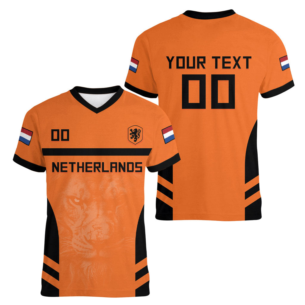 Custom Netherlands Football 2026 Women V-Neck T-Shirt Oranje Lion Special Style
