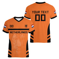 Custom Netherlands Football 2026 Women V-Neck T-Shirt Oranje Lion Special Style