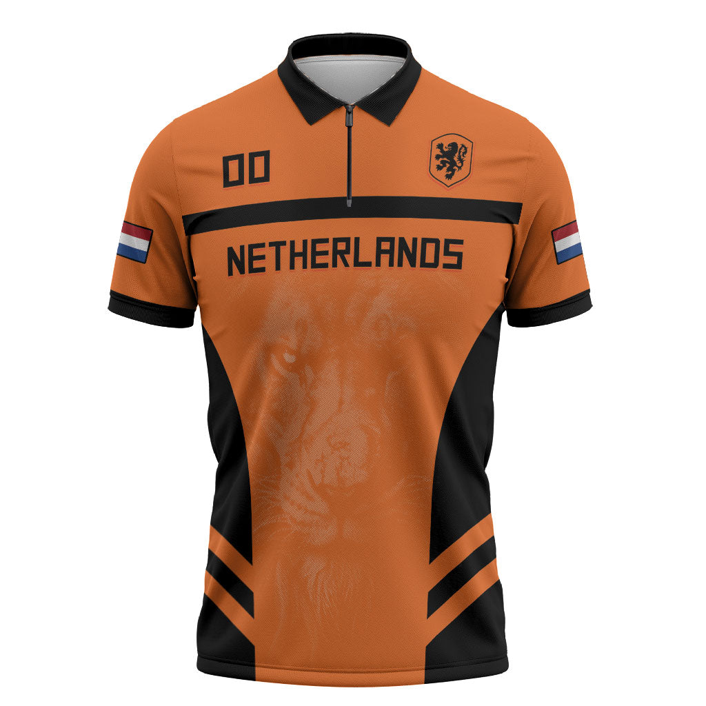 Custom Netherlands Football 2026 Zipper Polo Shirt Oranje Lion Special Style