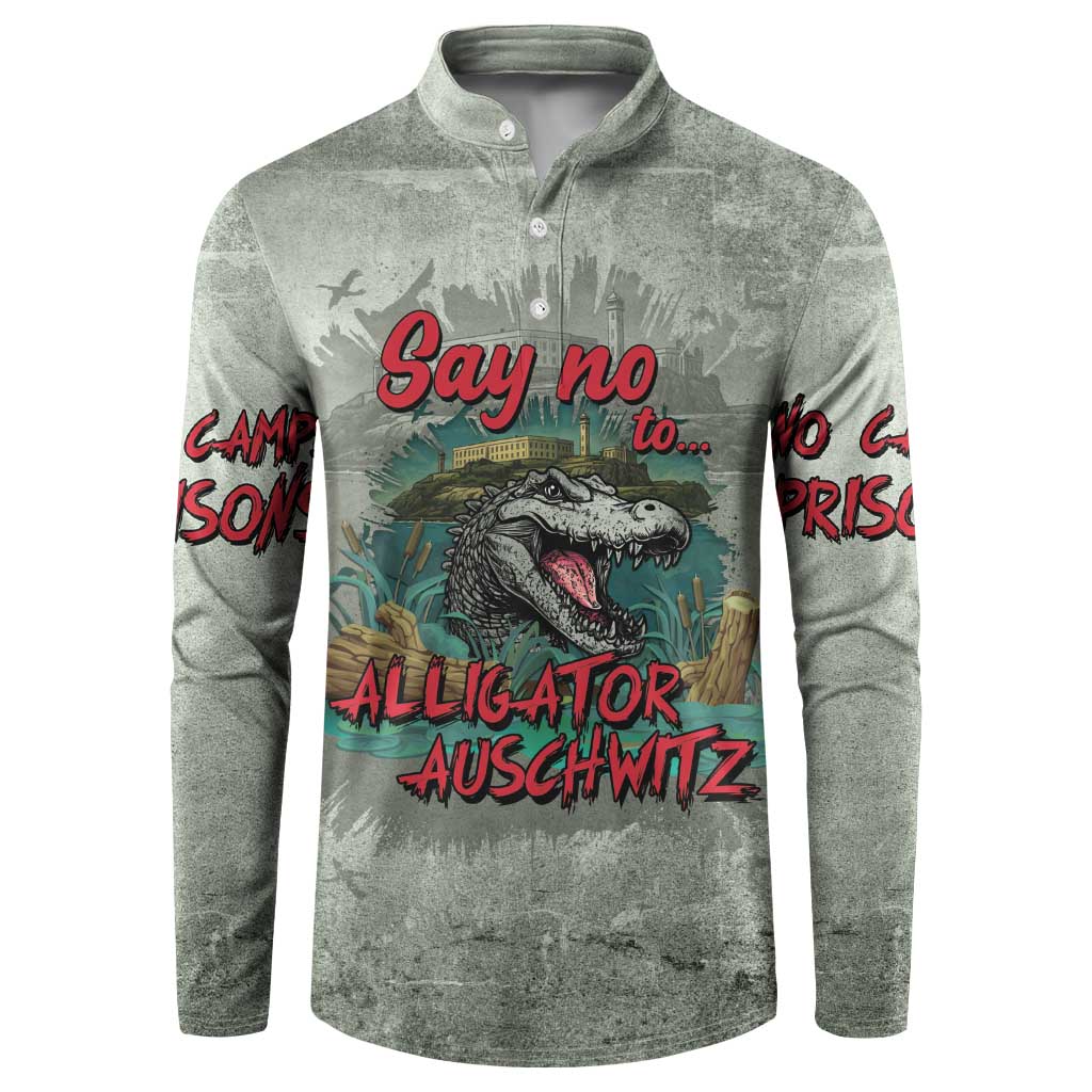 Say No To Alligator Auschwitz Button Sweatshirt - Wonder Print Shop