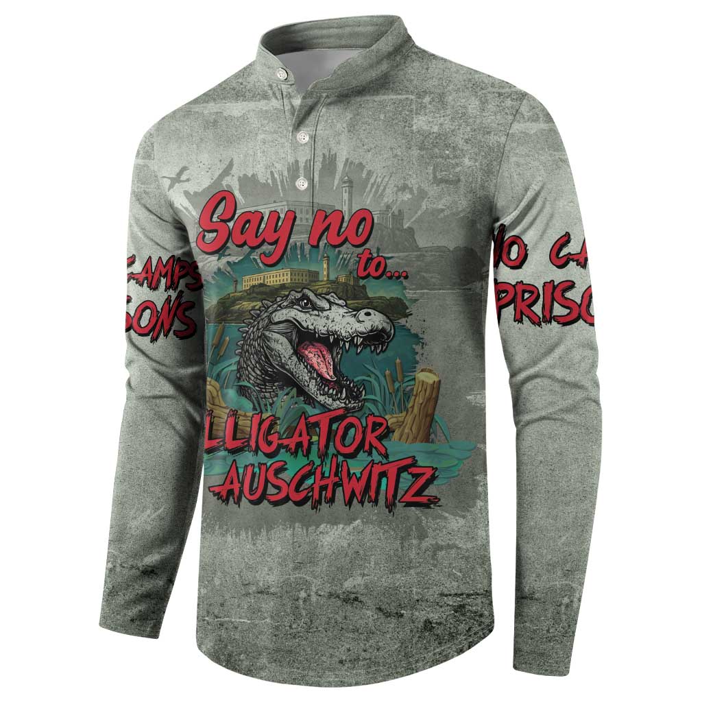 Say No To Alligator Auschwitz Button Sweatshirt - Wonder Print Shop