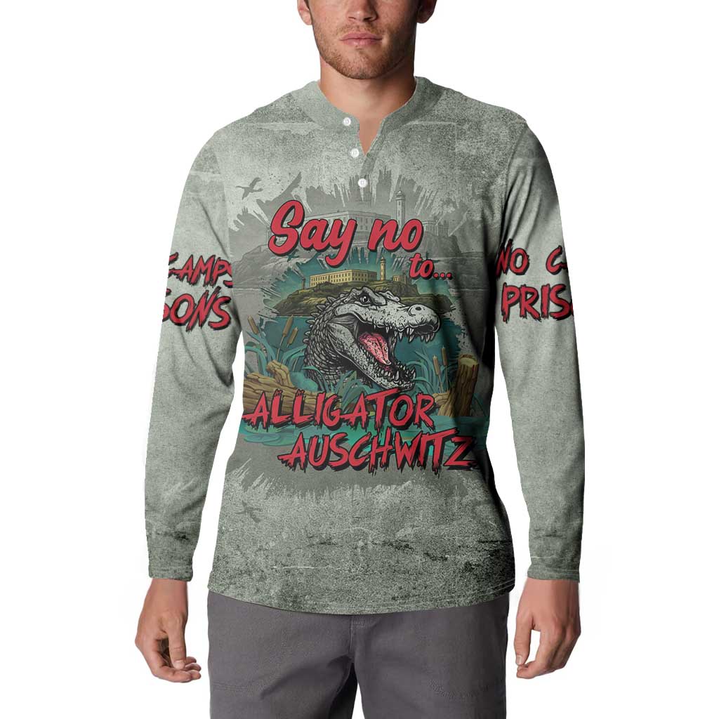 Say No To Alligator Auschwitz Button Sweatshirt - Wonder Print Shop