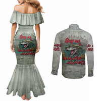 Say No To Alligator Auschwitz Couples Matching Mermaid Dress and Long Sleeve Button Shirt - Wonder Print Shop