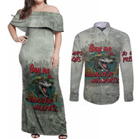 Say No To Alligator Auschwitz Couples Matching Off Shoulder Maxi Dress and Long Sleeve Button Shirt - Wonder Print Shop