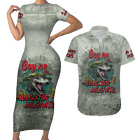 Say No To Alligator Auschwitz Couples Matching Short Sleeve Bodycon Dress and Hawaiian Shirt - Wonder Print Shop