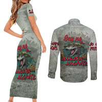 Say No To Alligator Auschwitz Couples Matching Short Sleeve Bodycon Dress and Long Sleeve Button Shirt - Wonder Print Shop