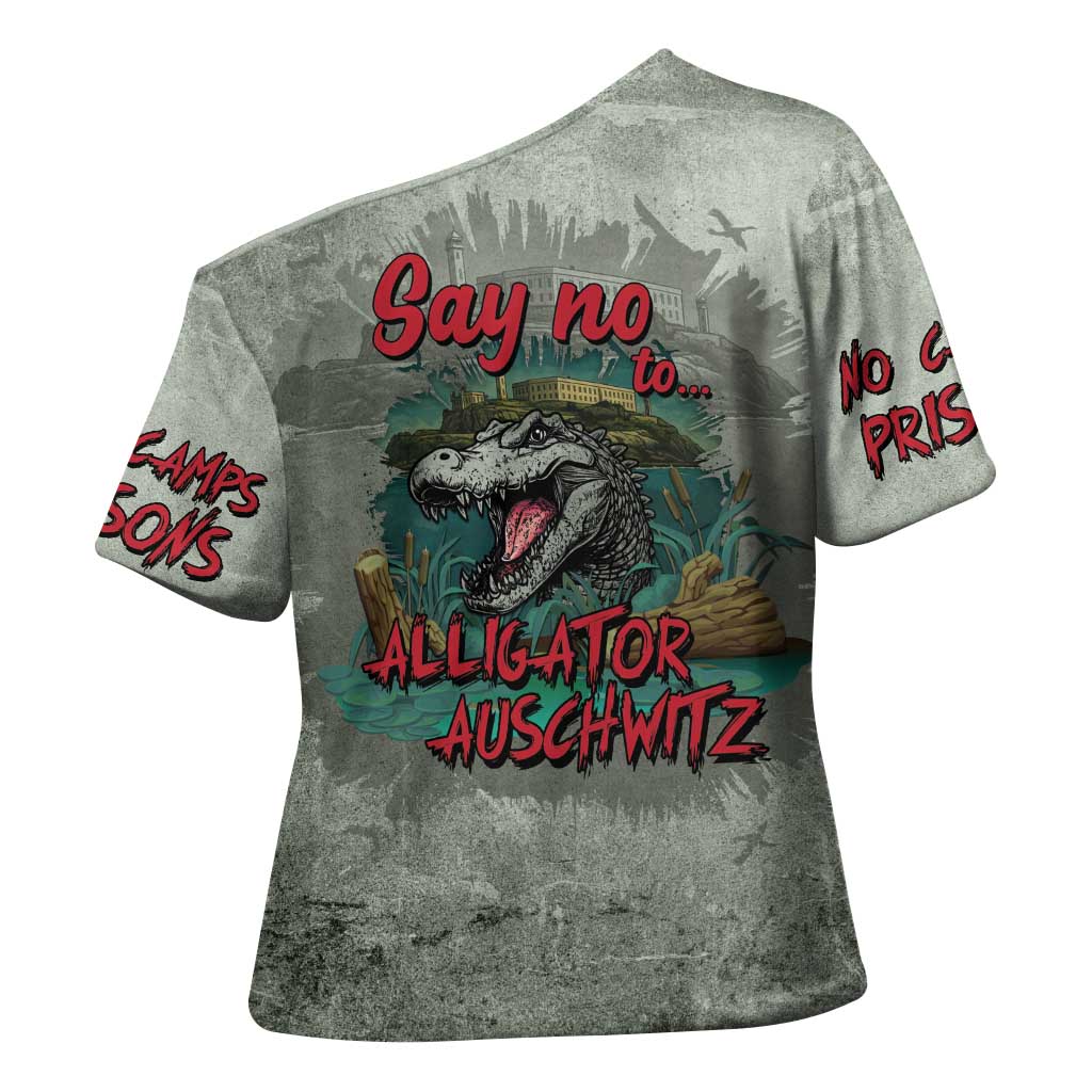 Say No To Alligator Auschwitz Cross Shoulder Shirt - Wonder Print Shop