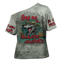 Say No To Alligator Auschwitz Cross Shoulder Shirt - Wonder Print Shop