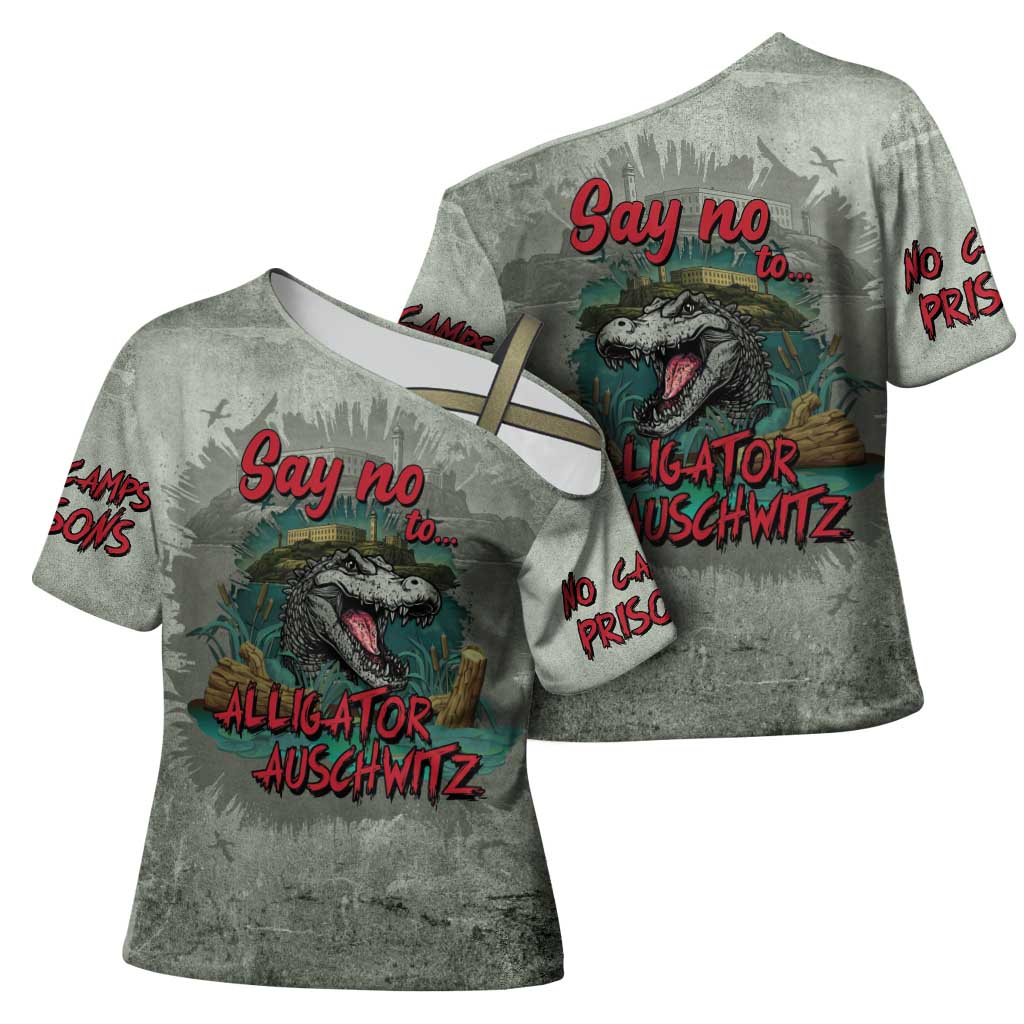 Say No To Alligator Auschwitz Cross Shoulder Shirt - Wonder Print Shop