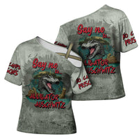 Say No To Alligator Auschwitz Cross Shoulder Shirt - Wonder Print Shop