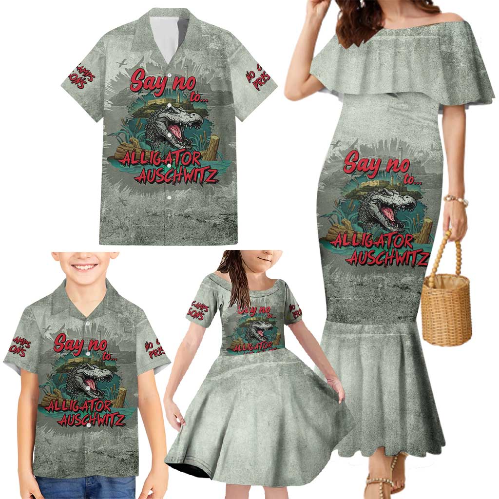 Say No To Alligator Auschwitz Family Matching Mermaid Dress and Hawaiian Shirt - Wonder Print Shop