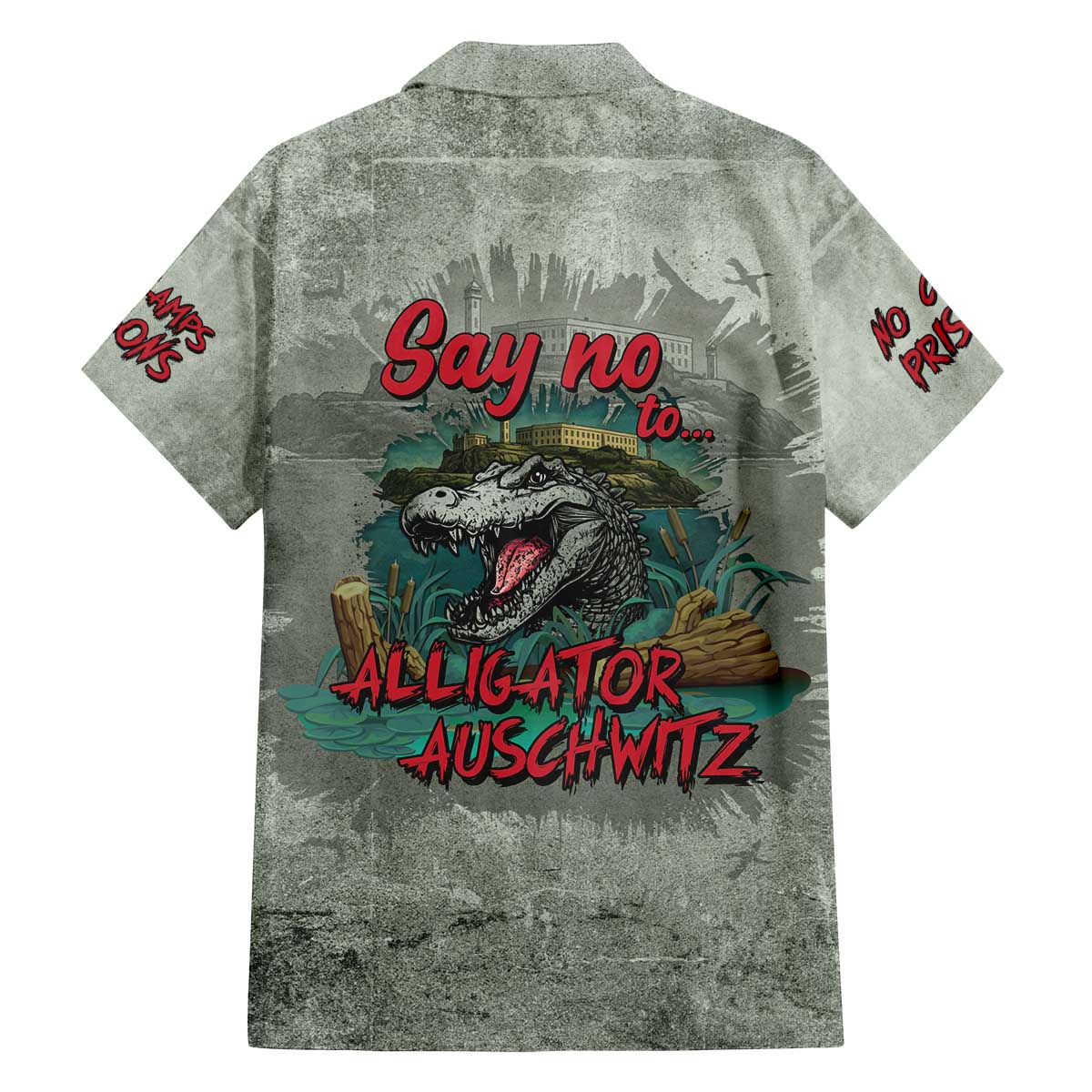 Say No To Alligator Auschwitz Family Matching Off The Shoulder Long Sleeve Dress and Hawaiian Shirt - Wonder Print Shop