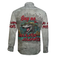 Say No To Alligator Auschwitz Family Matching Off The Shoulder Long Sleeve Dress and Hawaiian Shirt - Wonder Print Shop