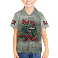 Say No To Alligator Auschwitz Family Matching Off The Shoulder Long Sleeve Dress and Hawaiian Shirt - Wonder Print Shop