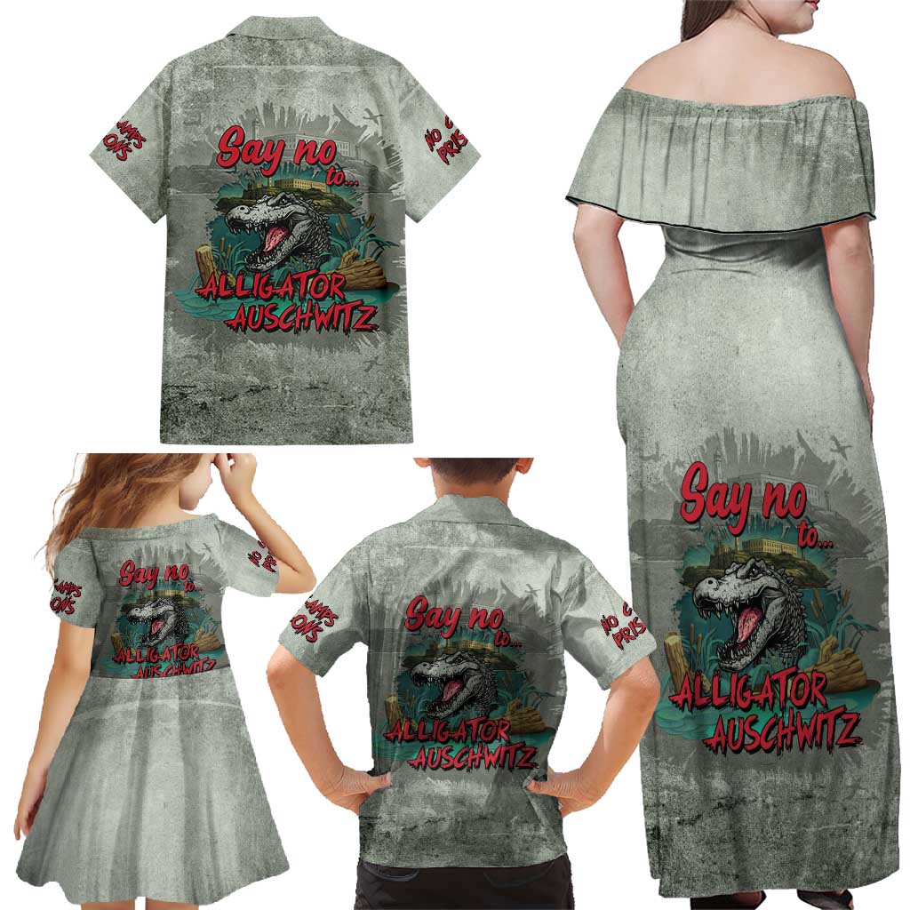 Say No To Alligator Auschwitz Family Matching Off Shoulder Maxi Dress and Hawaiian Shirt - Wonder Print Shop