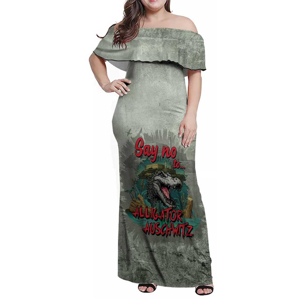 Say No To Alligator Auschwitz Family Matching Off Shoulder Maxi Dress and Hawaiian Shirt - Wonder Print Shop