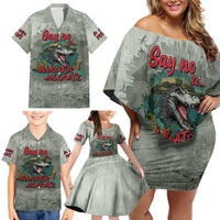 Say No To Alligator Auschwitz Family Matching Off Shoulder Short Dress and Hawaiian Shirt - Wonder Print Shop