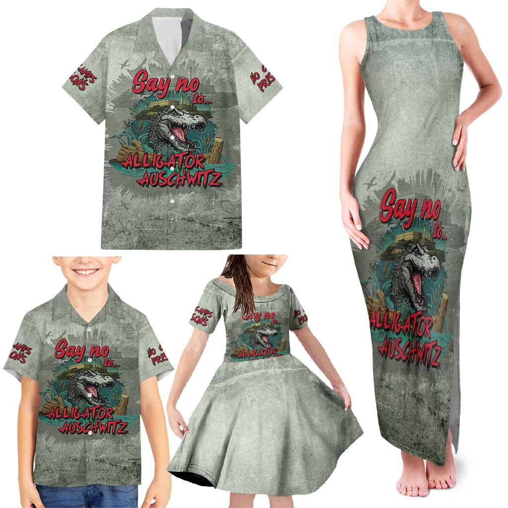 Say No To Alligator Auschwitz Family Matching Tank Maxi Dress and Hawaiian Shirt - Wonder Print Shop