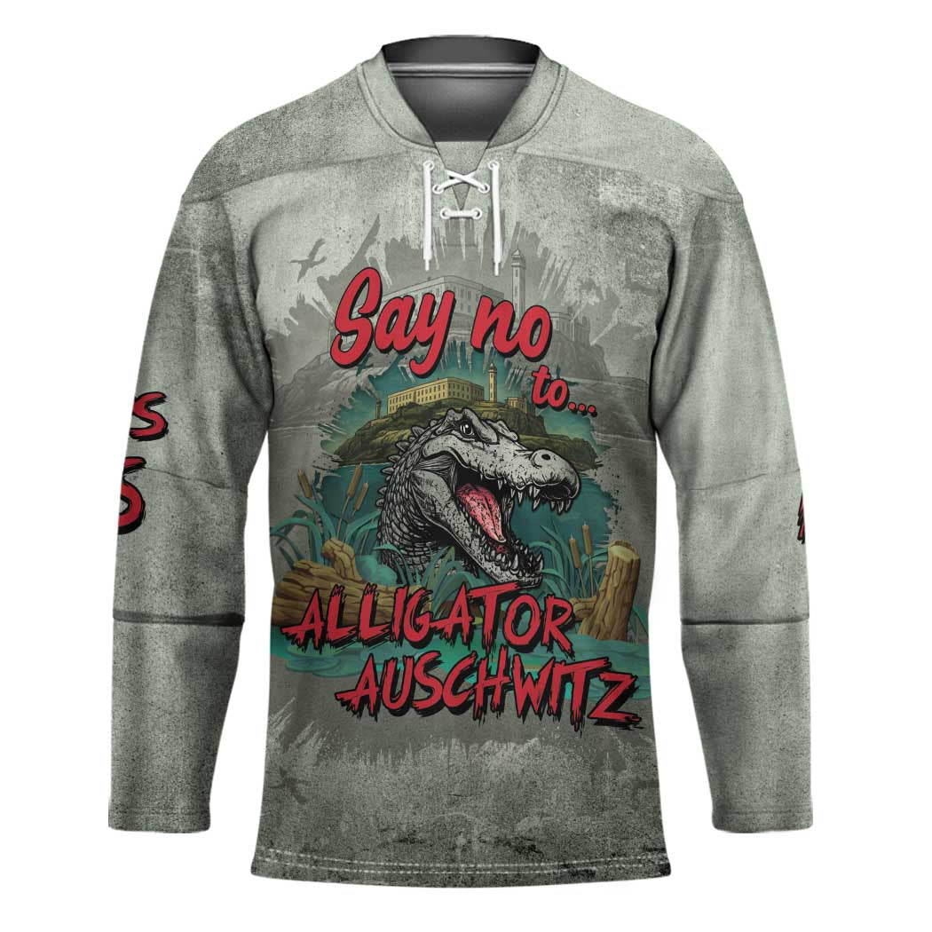 Say No To Alligator Auschwitz Hockey Jersey - Wonder Print Shop