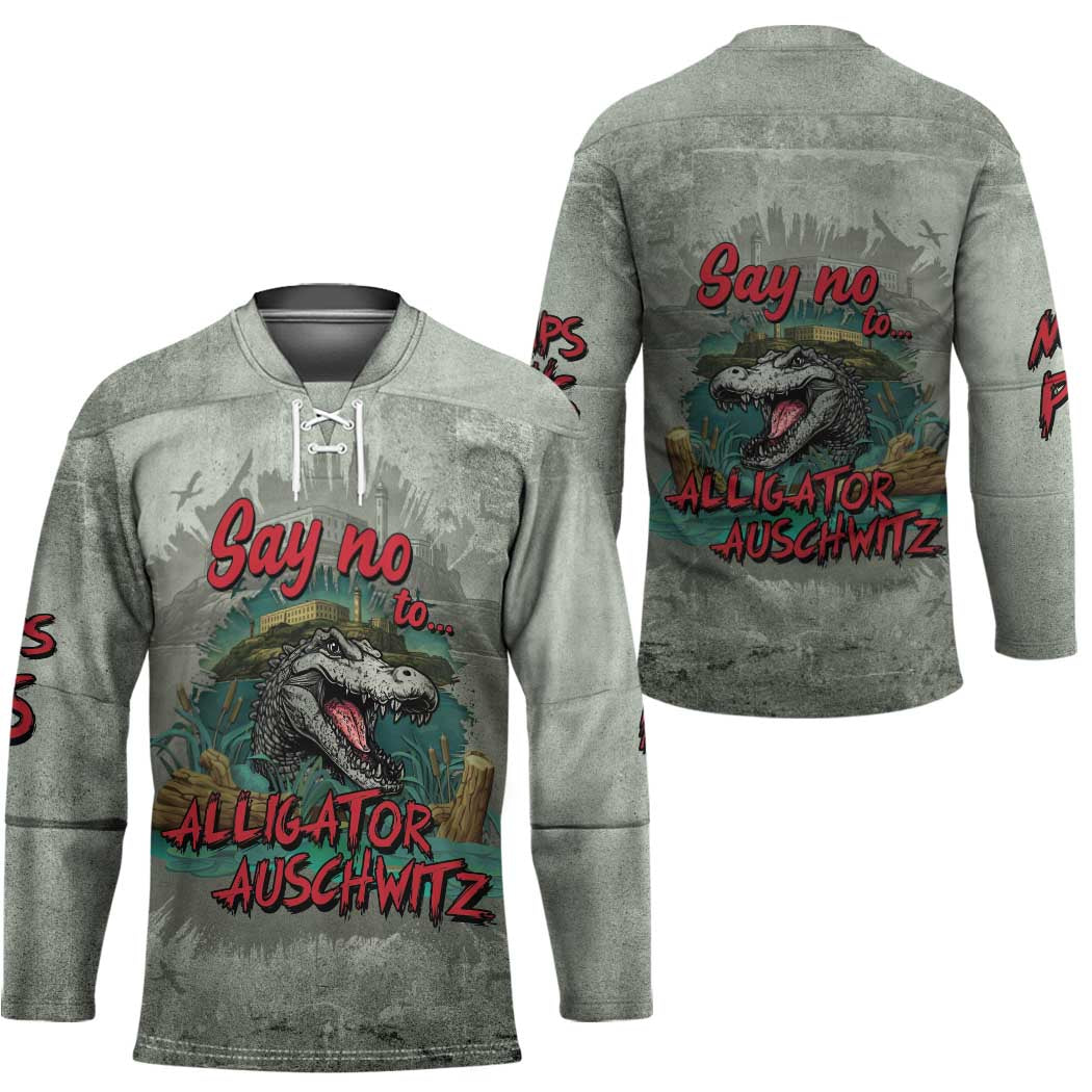 Say No To Alligator Auschwitz Hockey Jersey - Wonder Print Shop