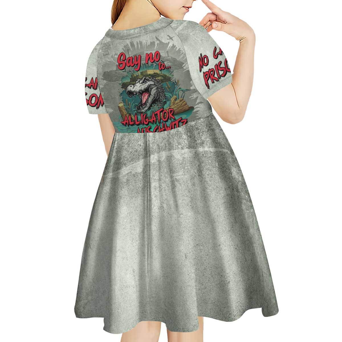 Say No To Alligator Auschwitz Kid Short Sleeve Dress - Wonder Print Shop
