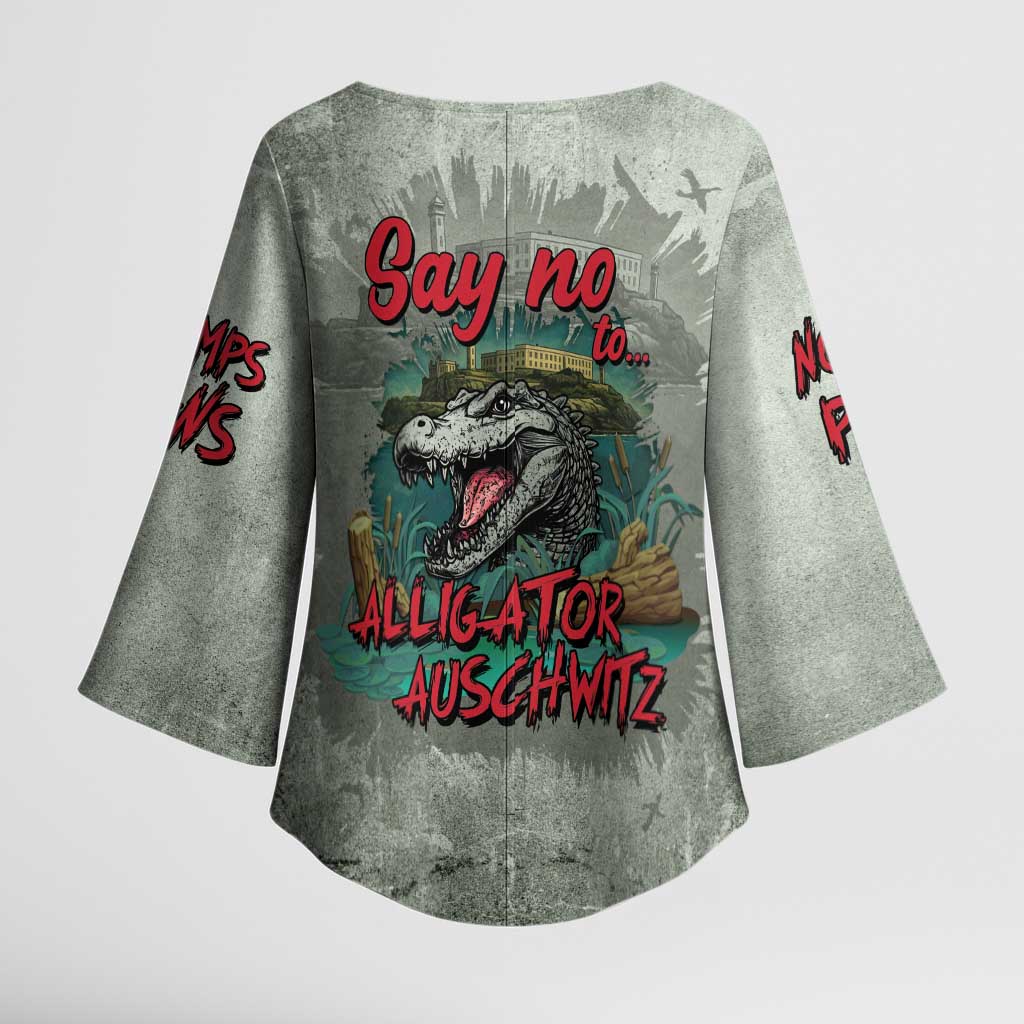 Say No To Alligator Auschwitz Kimono Sleeve Blouse - Wonder Print Shop