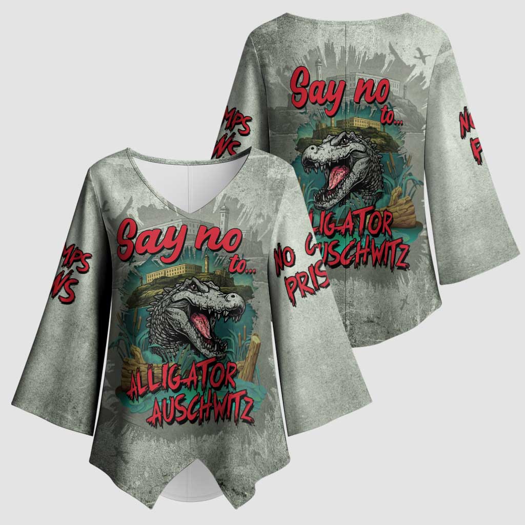 Say No To Alligator Auschwitz Kimono Sleeve Blouse - Wonder Print Shop