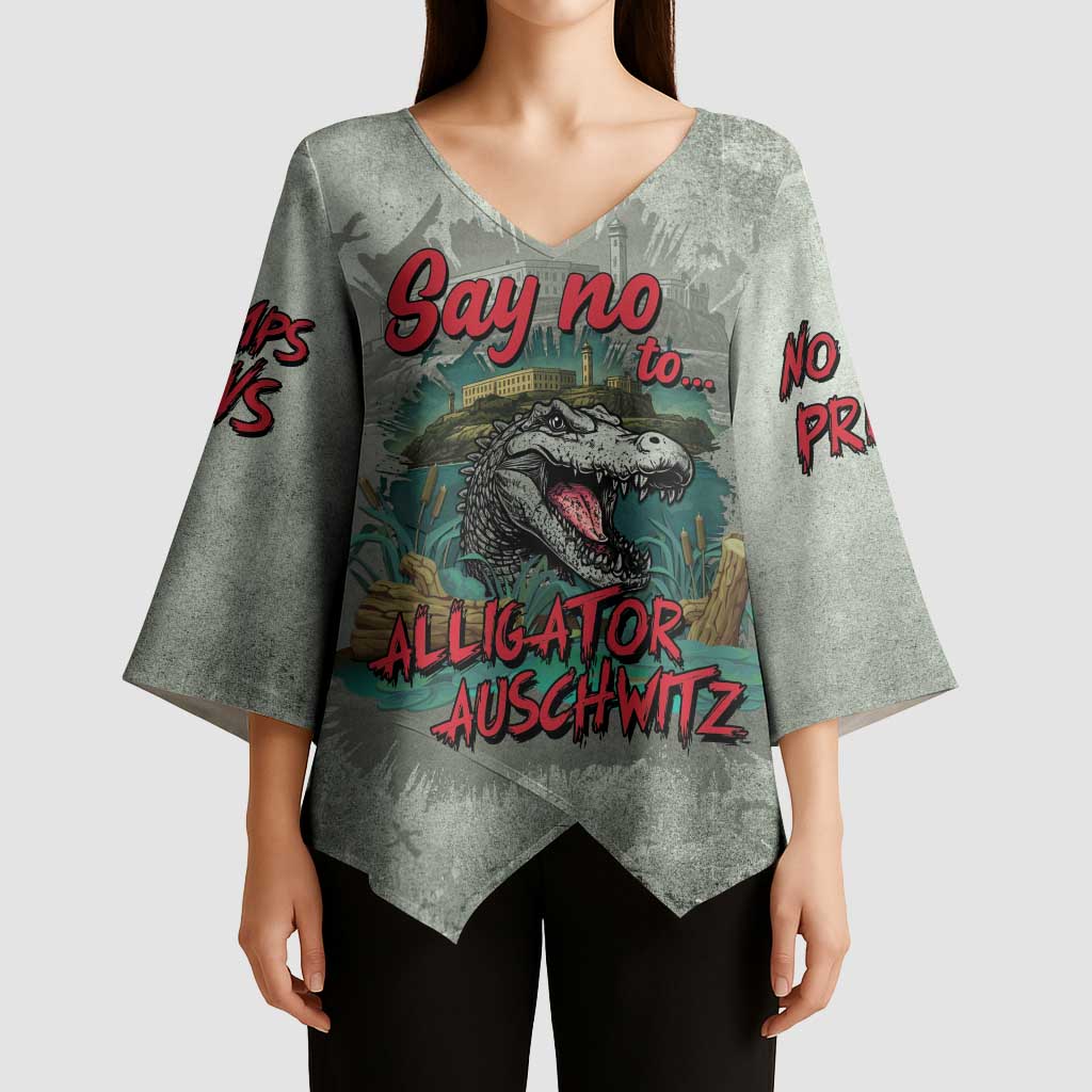 Say No To Alligator Auschwitz Kimono Sleeve Blouse - Wonder Print Shop