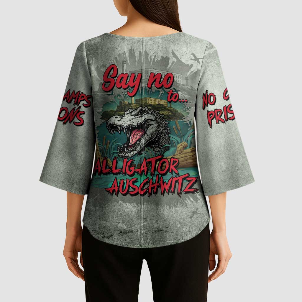 Say No To Alligator Auschwitz Kimono Sleeve Blouse - Wonder Print Shop