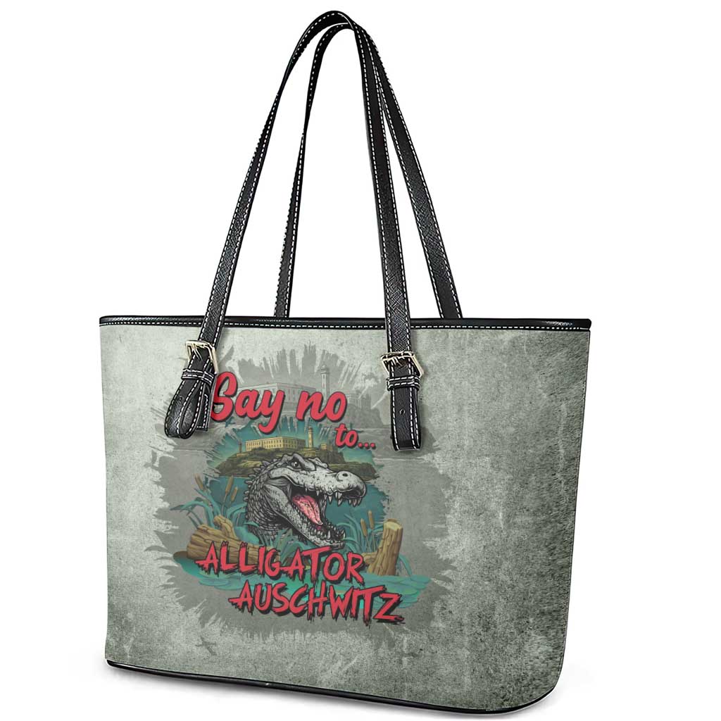Say No To Alligator Auschwitz Leather Tote Bag - Wonder Print Shop