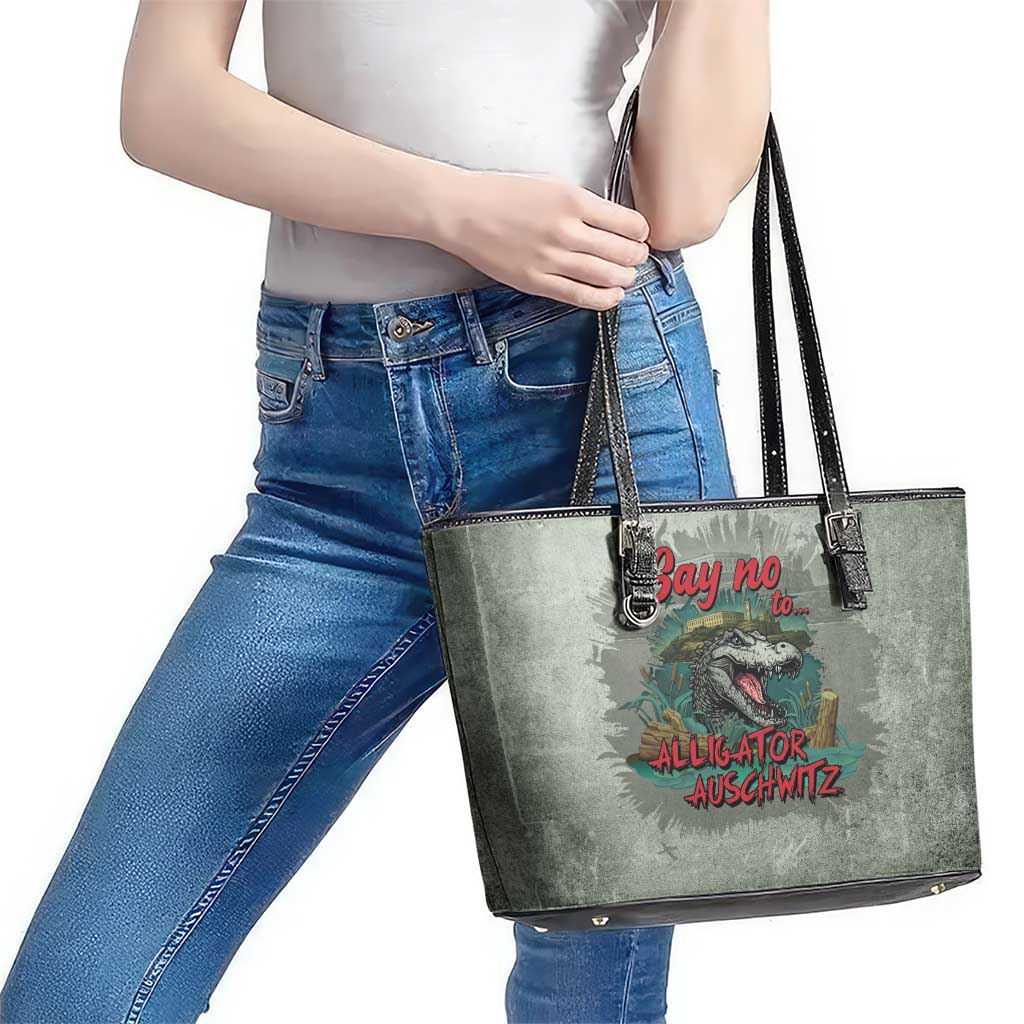 Say No To Alligator Auschwitz Leather Tote Bag - Wonder Print Shop